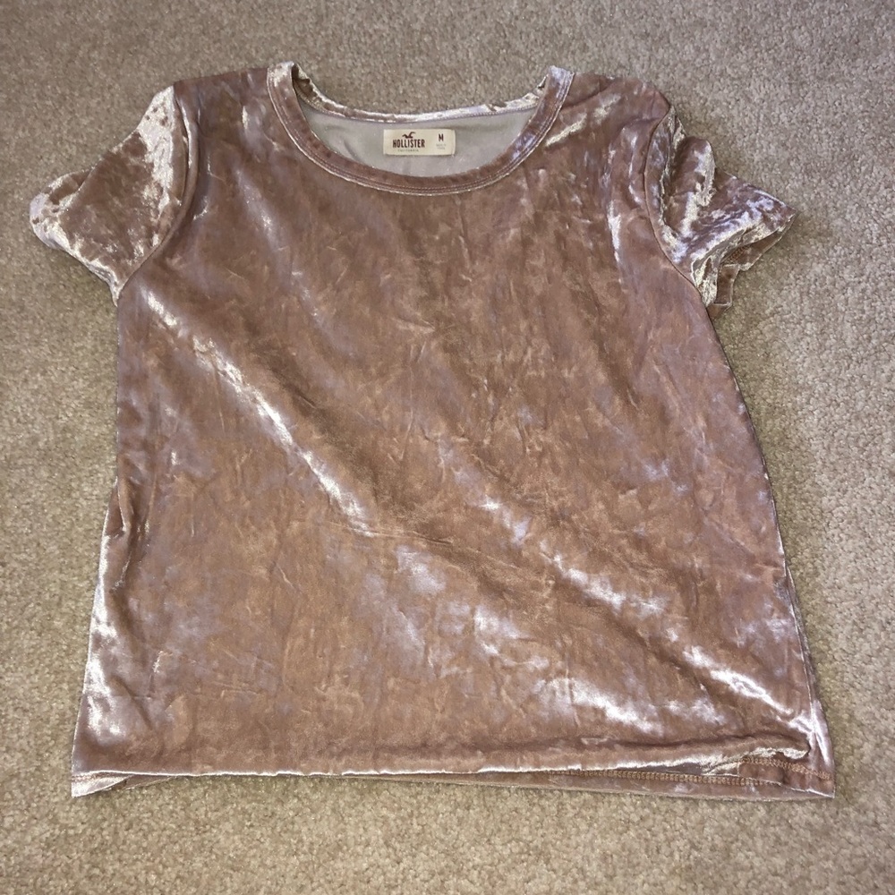 Crushed velvet tan cropped tee